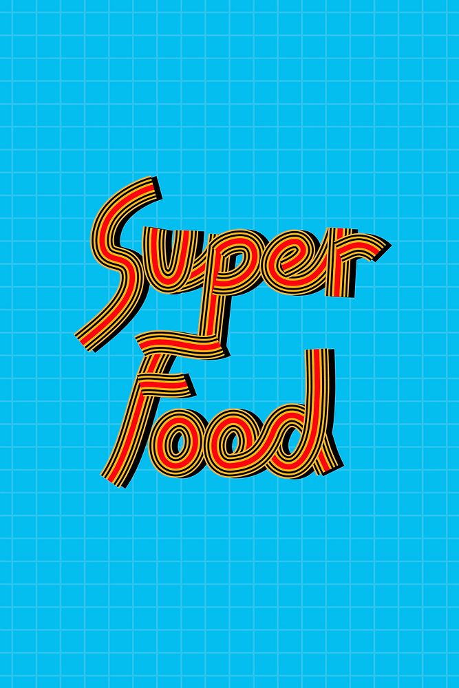 Retro super food word concentric font typography