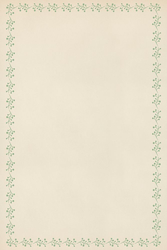 Rectangle green leafy frame element on a beige background