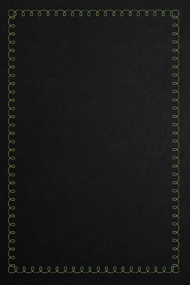 Green doodle frame element on a black background
