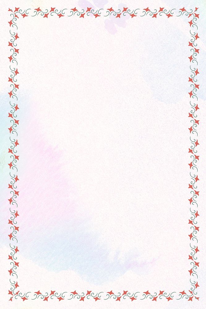 Red and green leafy frame element on a pastel background