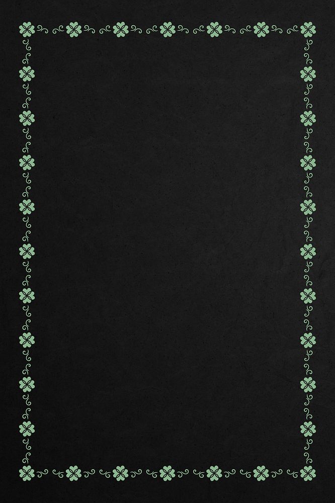 Green floral frame on a black background design element