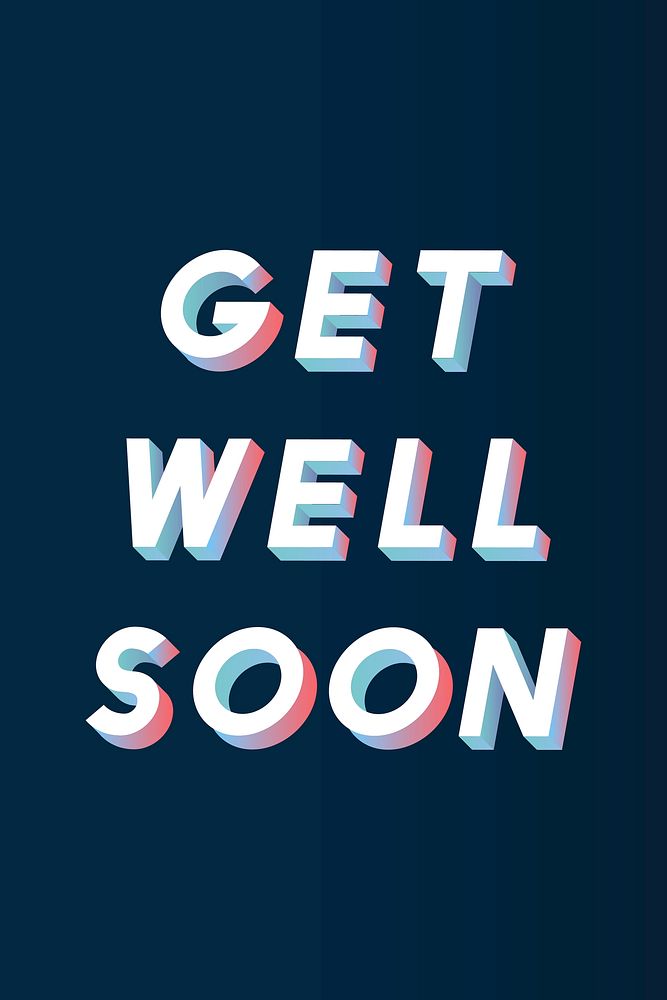 Isometric word Get well soon typography on a black background vector