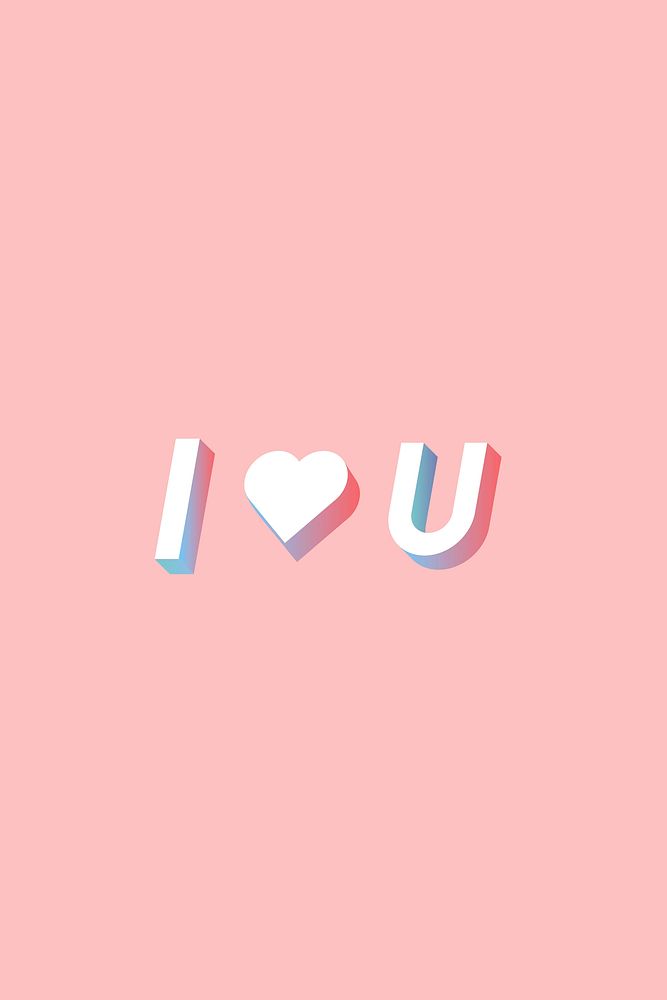 Isometric word I love you typography on a millennial pink background vector