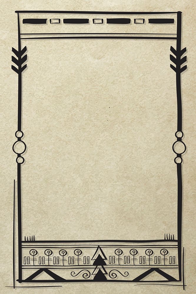 Tribal doodle style line border frame 