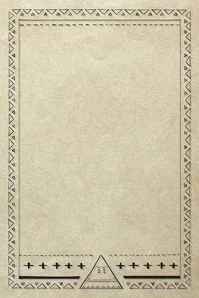 Ethnic style doodle border vector in vintage paper background