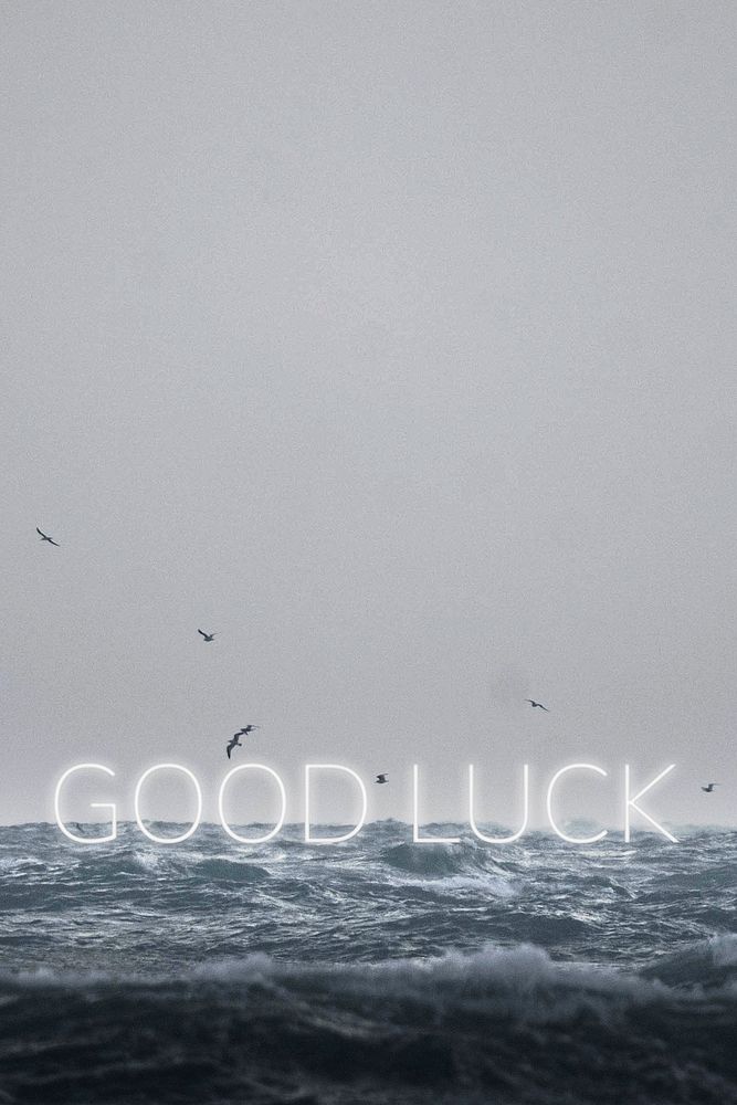 White neon text GOOD LUCK typography