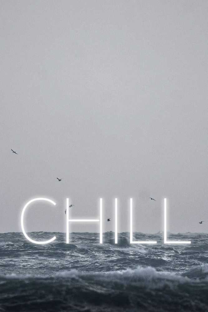 White neon text CHILL typography