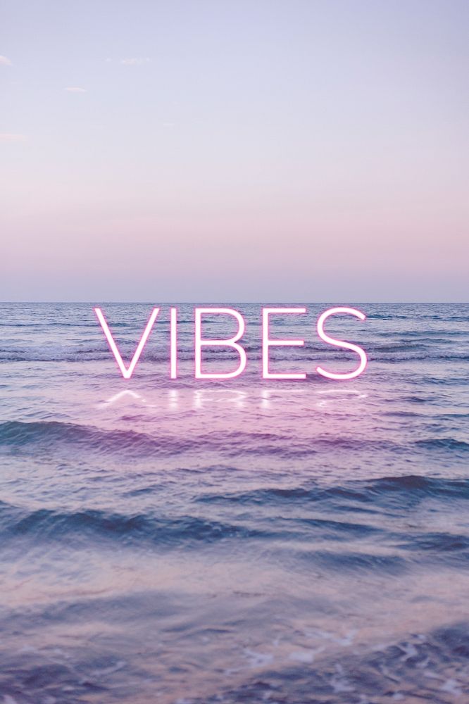 VIBES word pink neon typography