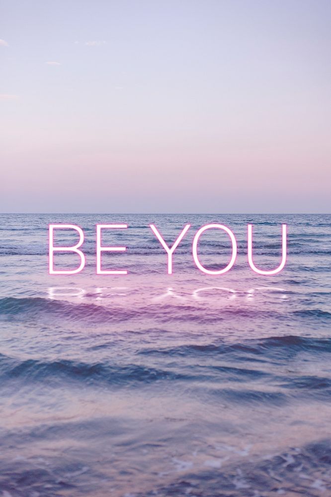 BE YOU word pink neon typography