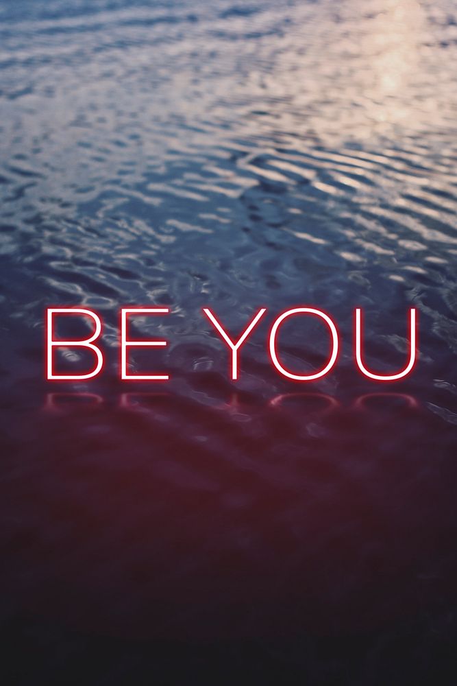 BE YOU word pink neon typography