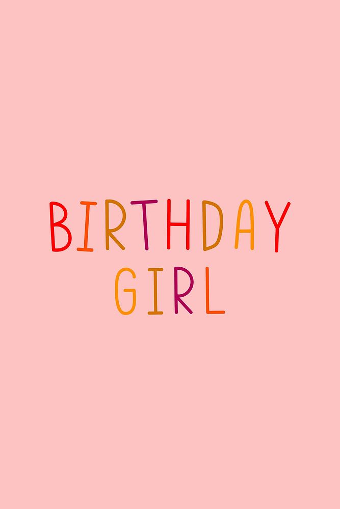 Birthday girl multicolored word illustration