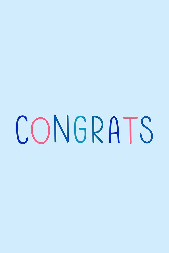Congrats text colorful typography design