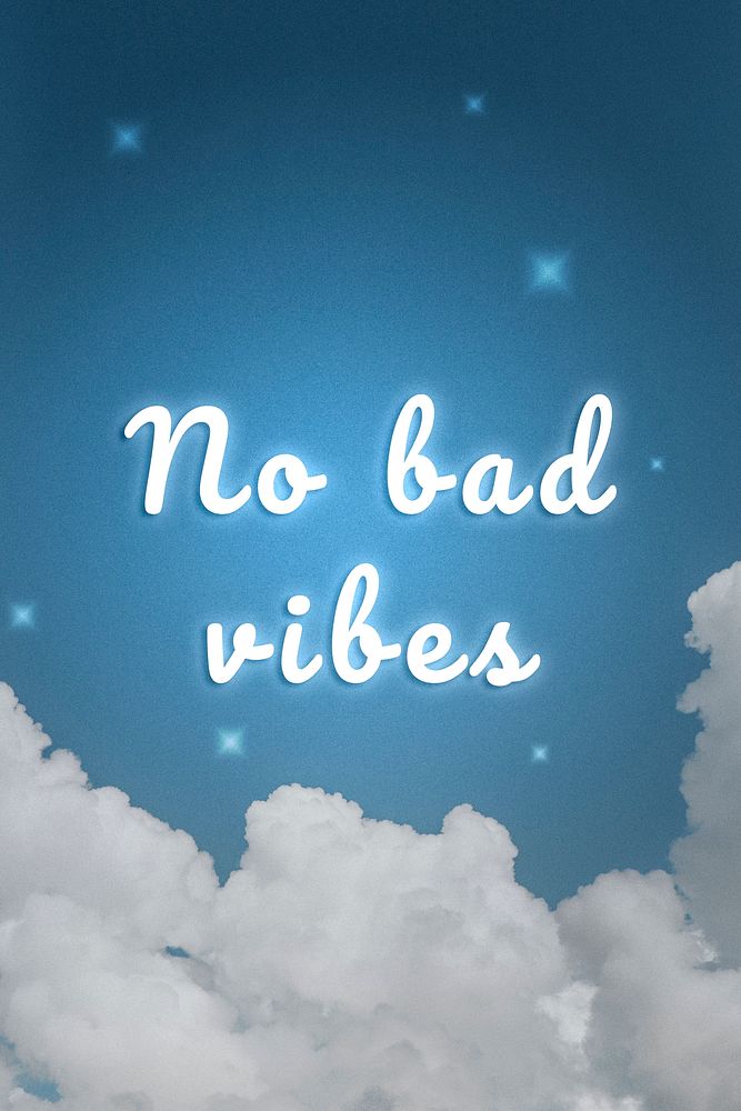 No bad vibes glowing neon typography