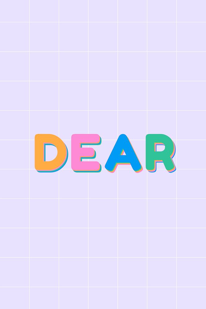 Dear colorful rounded font typography illustration 