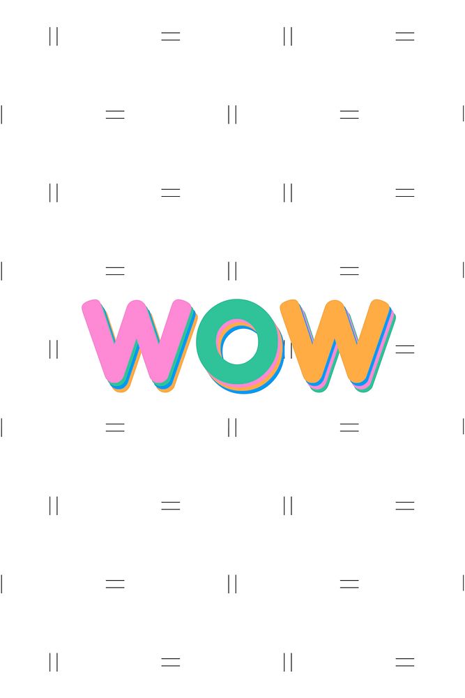 Wow colorful rounded font typography illustration 