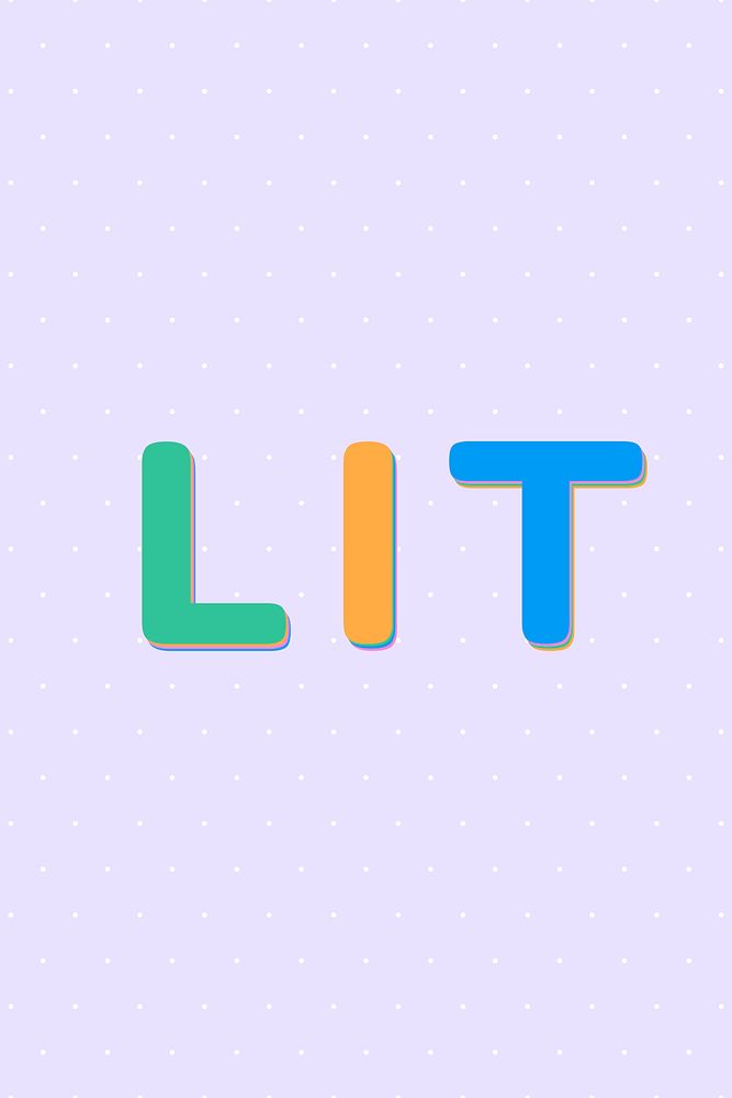 Lit colorful rounded font typography illustration 