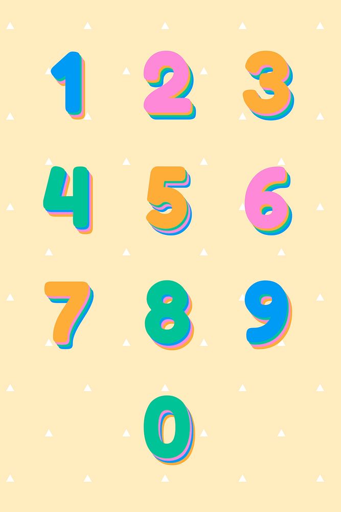 Number set 3d font vector