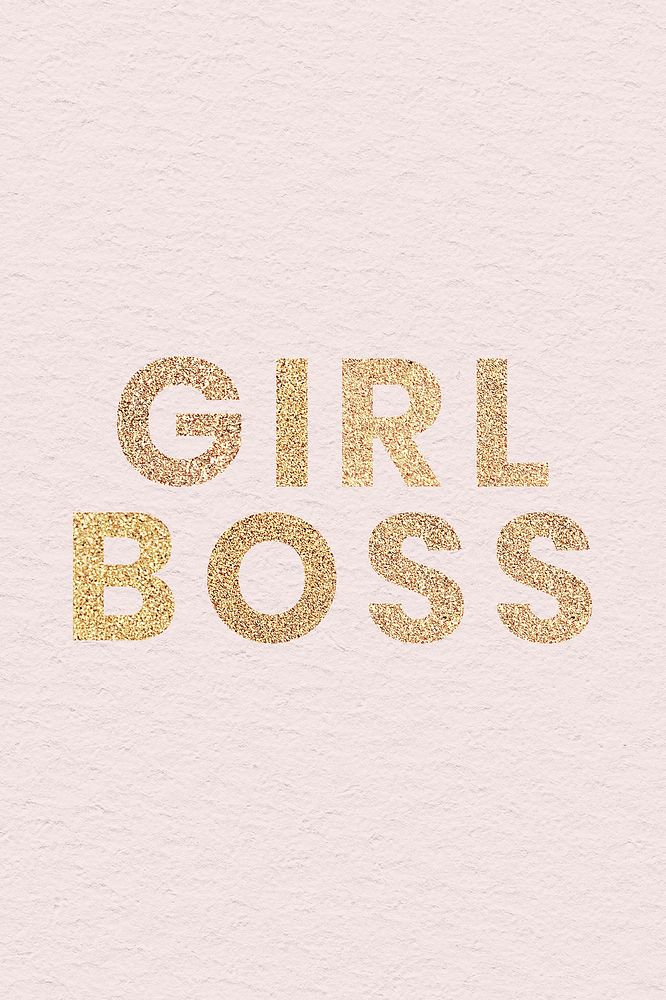 Glittery girl boss typography on a pink background