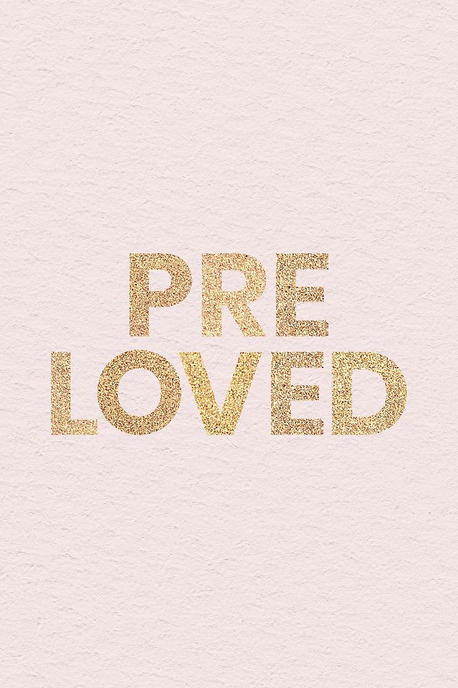 Glittery pre loved typography on pink background
