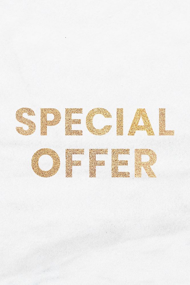 Glittery special offer typography on a white marble social template background