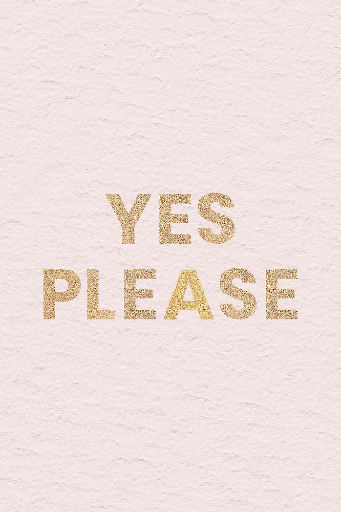 Glittery yes please typography on a pink social template background