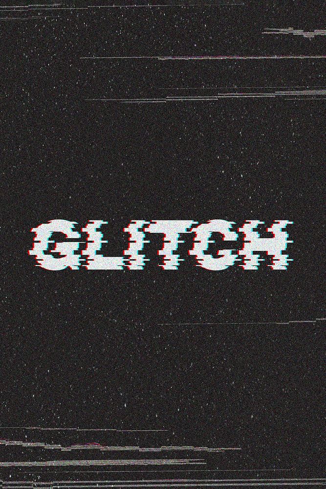 Glitch blurred effect typography on a black background