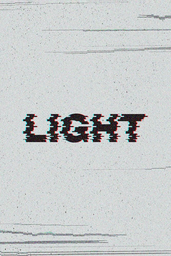 Light glitch effect typography on gray background