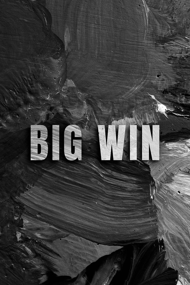 Big win uppercase letters typography on brush stroke background