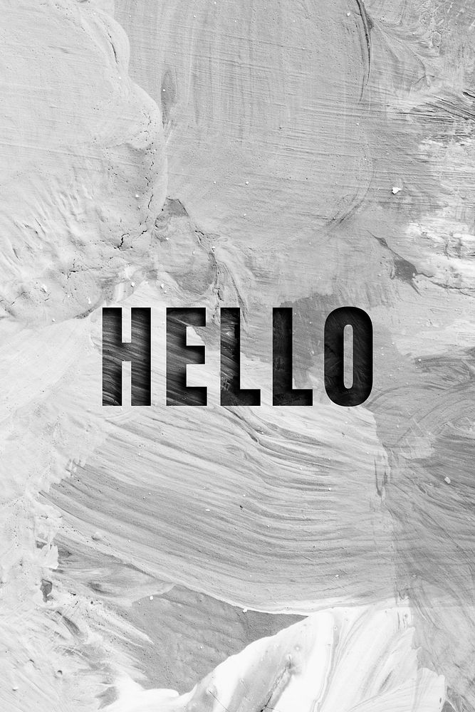 Hello uppercase letters typography on brush stroke background