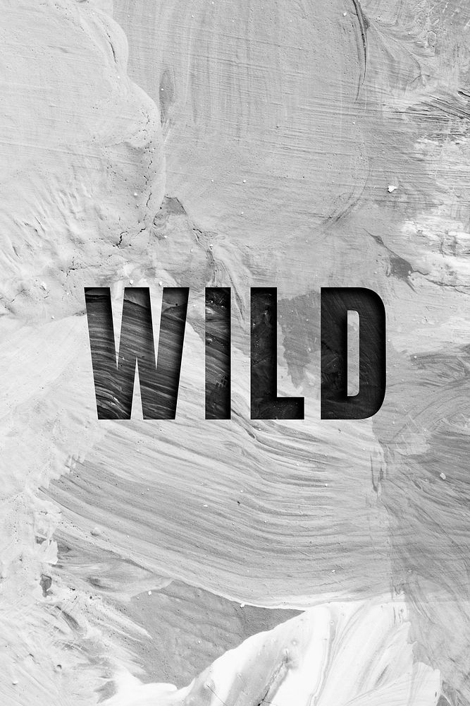 Wild uppercase letters typography on brush stroke background