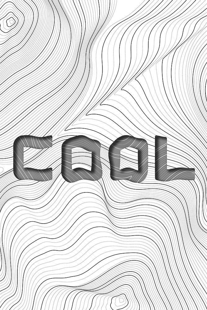 Dark gray cool word typography on a white topographic background