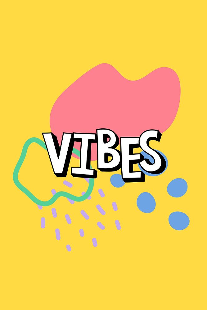 Vibes vector text comic font typography 