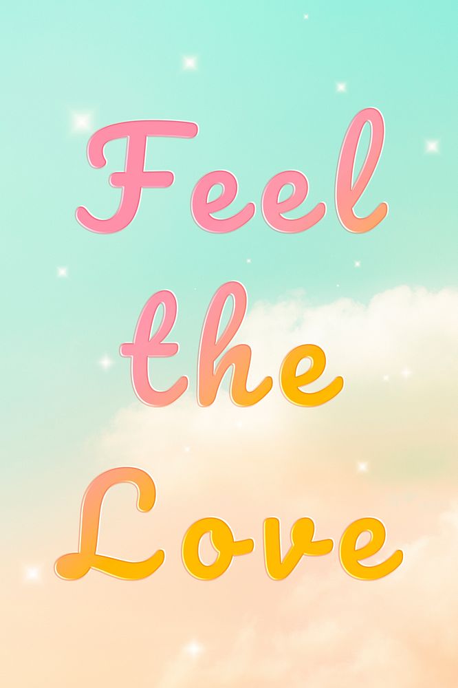 Feel the love typography doodle text