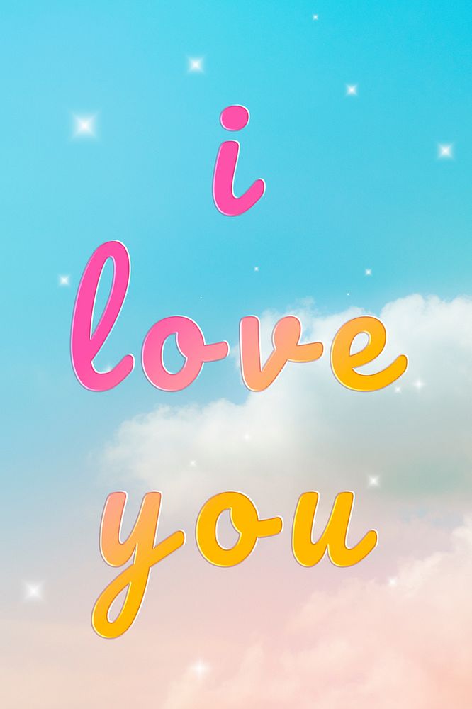 I love you message doodle font typography