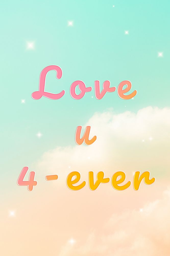 Love U 4-ever doodle lettering colorful word art