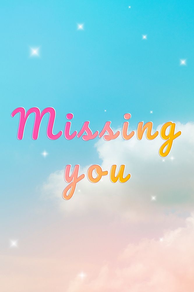 Missing you doodle lettering colorful word art