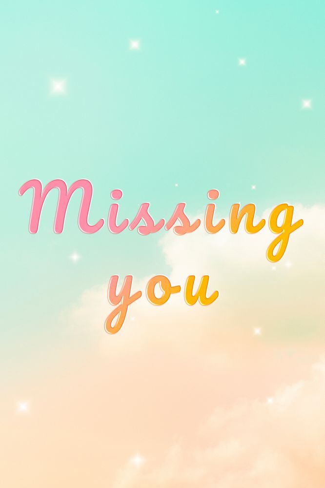 Missing you romantic text doodle font typography