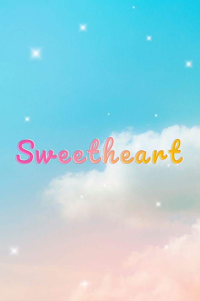 Sweetheart word doodle colorful hand writing