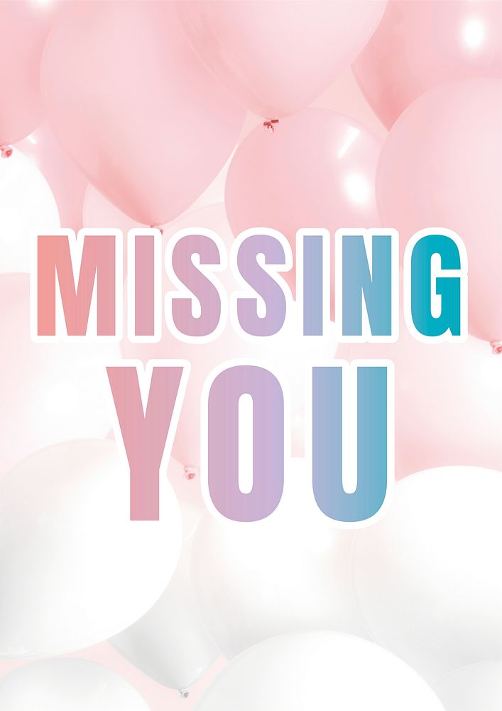Missing you word vector gradient typography quote