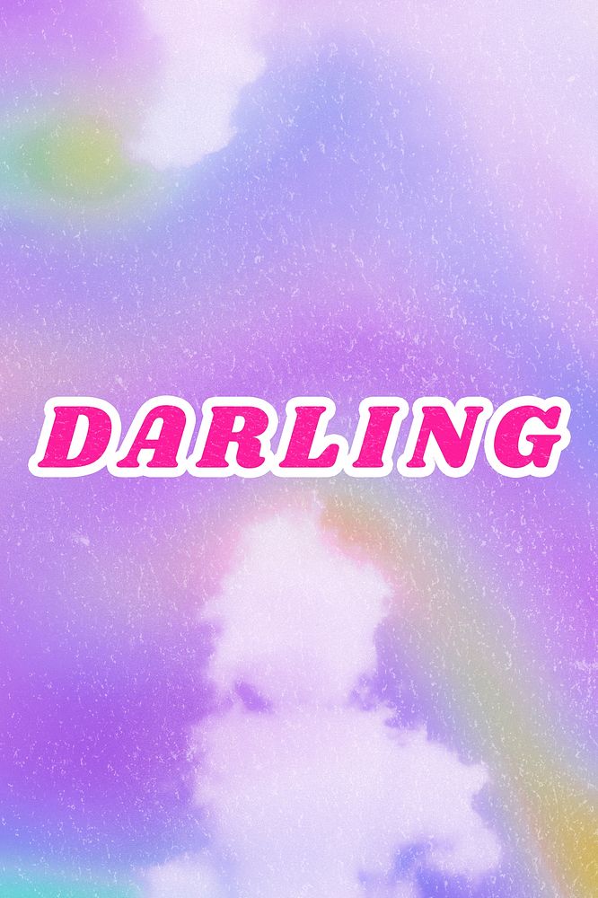 Darling purple word dreamy watercolor illustration
