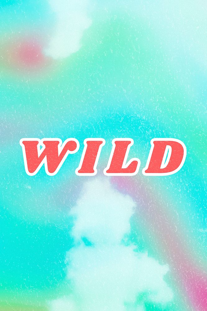 Retro bright blue Wild trendy word aesthetic