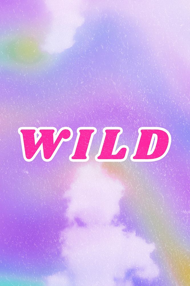 Wild abstract purple word typography aesthetic