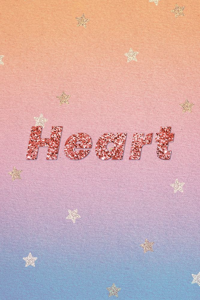Glittery heart lettering font typography