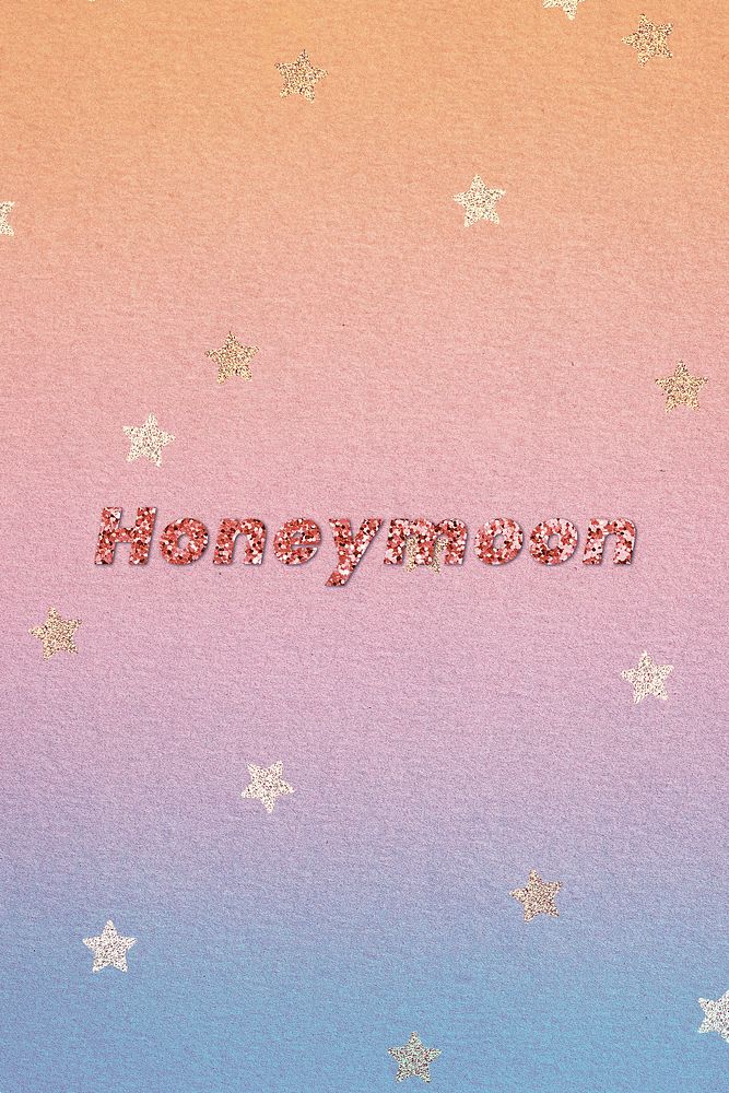 Glittery honeymoon word typography font
