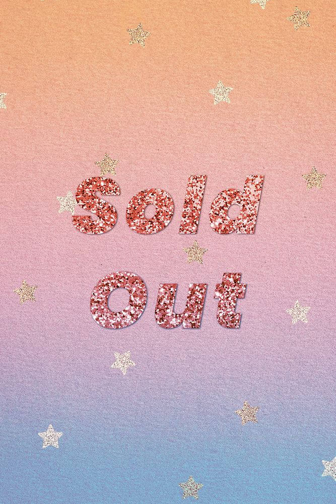 Glittery sold out word typography font