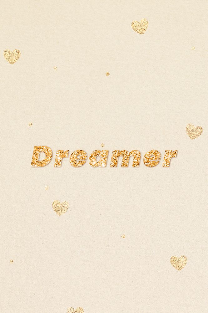 Dreamer gold glitter text effect