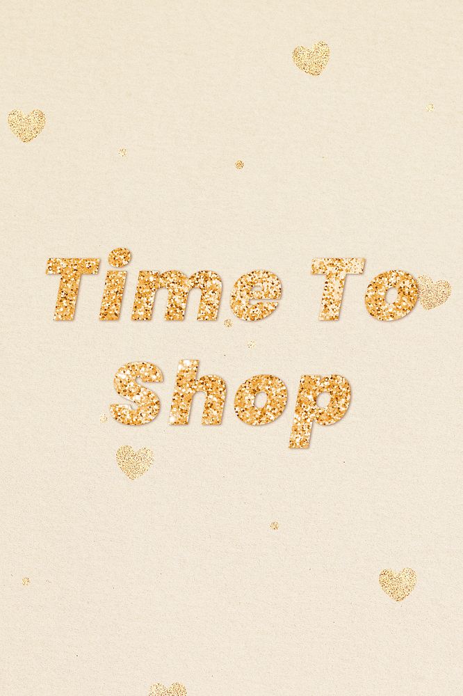 Glittery time to shop word typography font