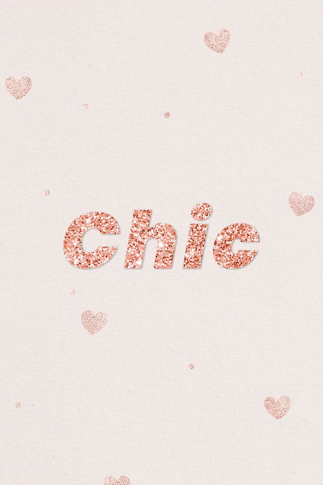 Glittery chic typography on heart patterned background