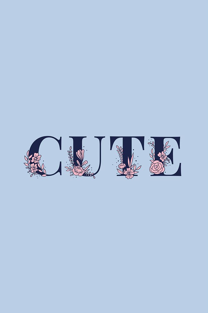 Girly typography Cute word vector feminine typography font lettering