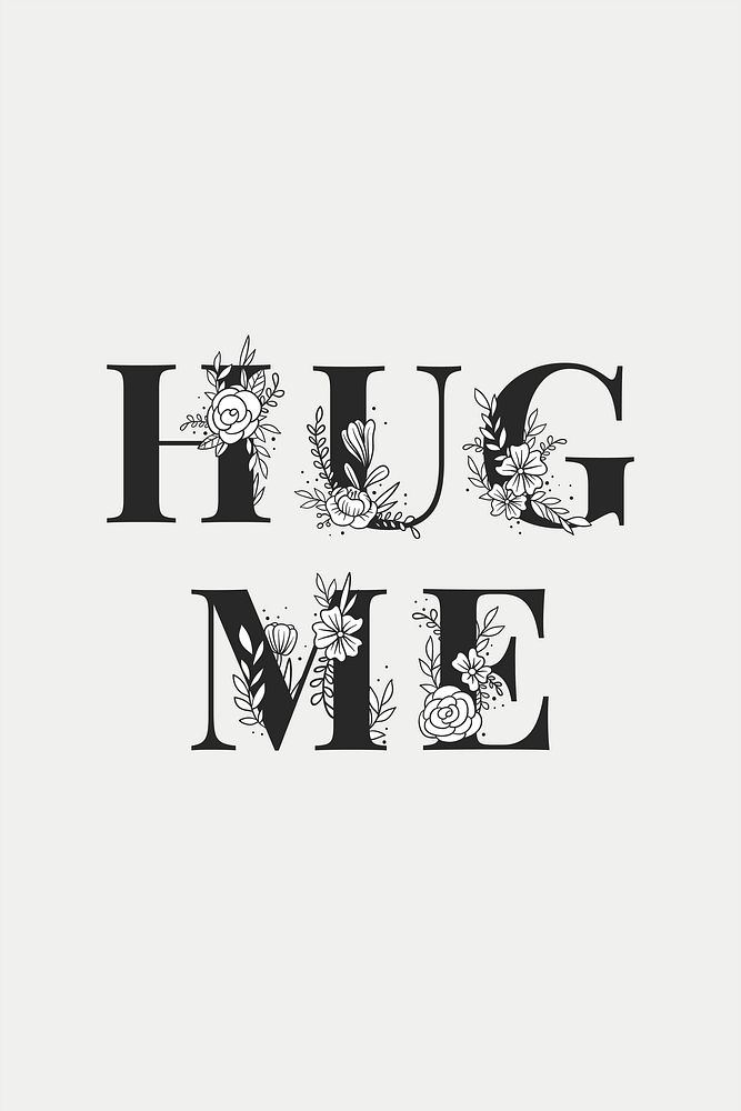 Girly Hug Me word vector feminine typography font lettering